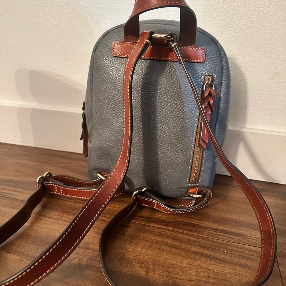Dooney and Burke Charcoal Leather Backpack - Picture 2 of 10